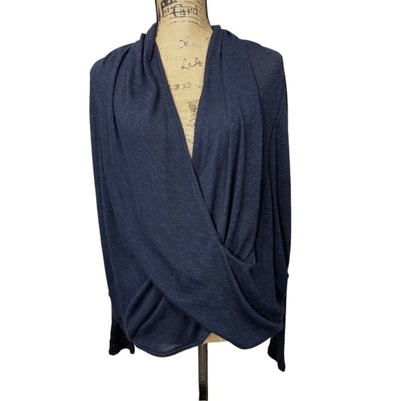 FREE People Wrap Drapey Hacci Knit Top Size XS Navy Blue - Picture 5 of 15